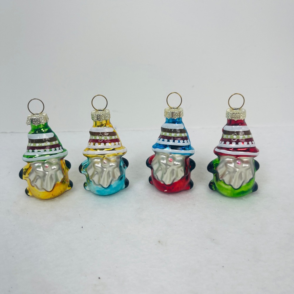 Unbranded Ornaments Unisex OS Mini Mercury Glass Gnomes Multicolor 4pc Excellent